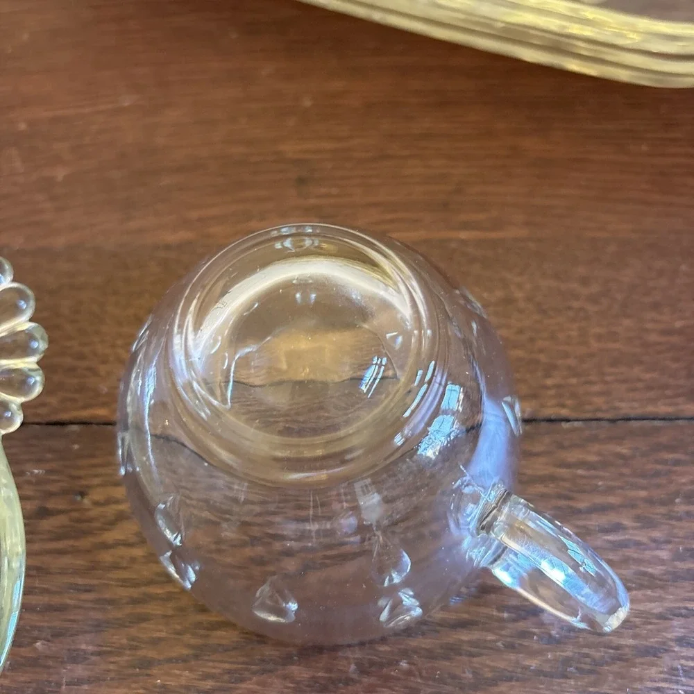 Vtg Hazel Atlas Glass Snack Plates & Cups Mid‎ Century Modern Raindrop Set Of 4